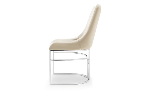 English Elm Emrald Modern Style 2Pc Dining Chair Set - Plush Beige Velvet With Sleek Steel Legs For Comfort B009P298424