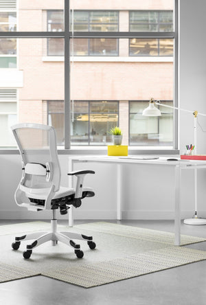 OSP Home Furnishings White Mesh Ergonomic Manager Office Chair with Lumbar Support and Synchro Tilt Control White 317W-W11C1F2W
