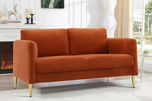 English Elm 60.63" Wide Modern Corduroy Loveseat with Plush 5.5" Cushions, Solid Wood Frame, Space-Saving Design Orange B2735P390630