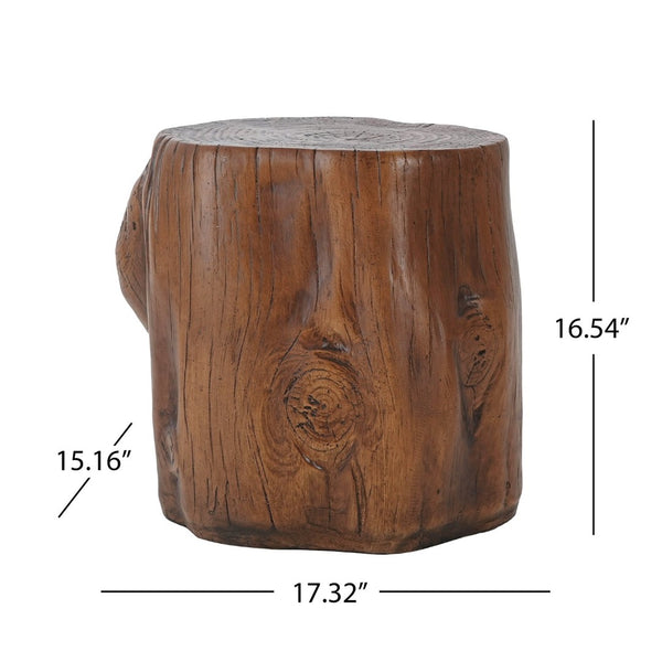 English Elm Mgo Tree Stump Side Table Organic Modern Accent with Realistic Grain Texture N776P372342D
