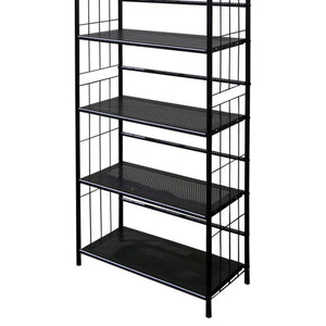 English Elm 64" 5-Tier Corner Bookcase Black Finish – Space-Saving Metal Shelf for Office, Living Room, Kids (64) B072115892