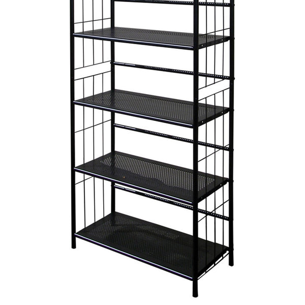 English Elm 64" 5-Tier Corner Bookcase Black Finish – Space-Saving Metal Shelf for Office, Living Room, Kids (64) B072115892