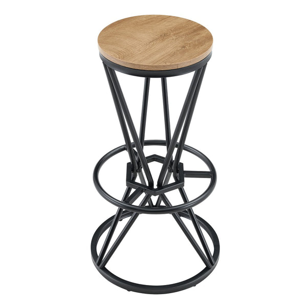 English Elm Single Package Industrial Bar Set Round Mdf Top with Metal Frame Seats 2 for Kitchen Black,Wood W1151P434793
