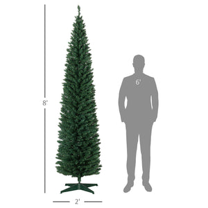 English Elm Homcom 8' Slim Pre-Lit Noble Fir Christmas Tree - 300 Warm White Leds, Realistic Foliage & Easy Setup W2225P249657