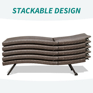 English Elm 2-Piece Aluminum Wicker Outdoor Chaise Lounge with Quick-Dry Cushions, 4 Recline Positions, Wheels W1859P360203