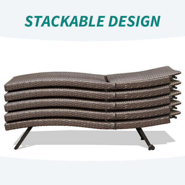 English Elm 2-Piece Aluminum Wicker Outdoor Chaise Lounge with Quick-Dry Cushions, 4 Recline Positions, Wheels W1859P360203