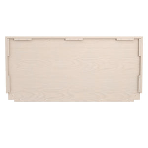 English Elm Upholstered Canvas and Oak Veneer Headboard for Modern Minimalist Bedroom Decor Light Oak B2733P436847