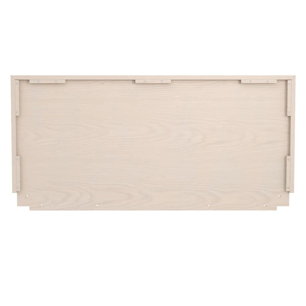 English Elm Upholstered Canvas and Oak Veneer Headboard for Modern Minimalist Bedroom Decor Light Oak B2733P436847