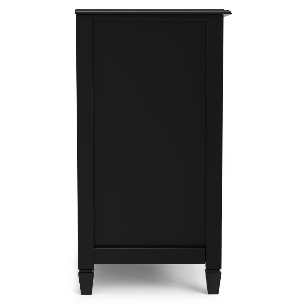 English Elm Connaught Solid Wood Buffet with Glass Doors Bronze Hardware Heritage Dining Storage Black B136P436040