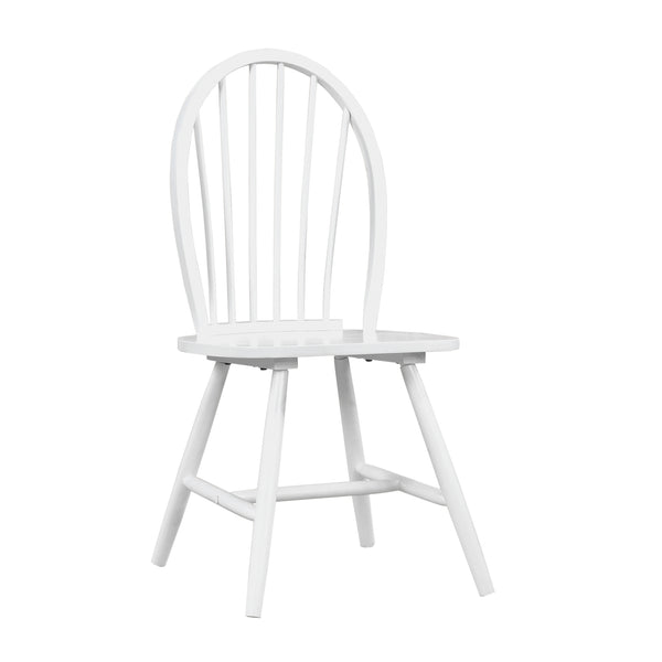 English Elm White Finish Side Chairs Set of 2 - Farmhouse Windsor Back Dining Chairs, Solid Wood, Casual Kitchen Seating B011P239557