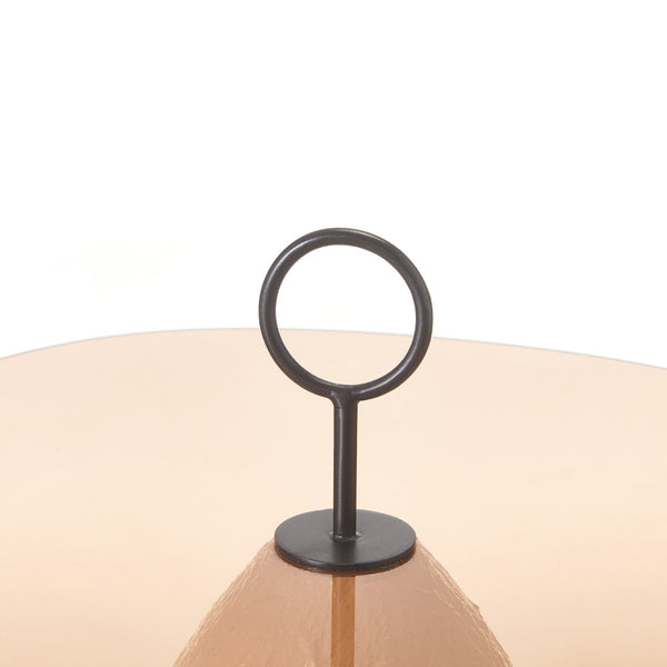 English Elm Indoor Oval Brown Glass Top Accent Table with Sculptural White Conical Base N772P385365W