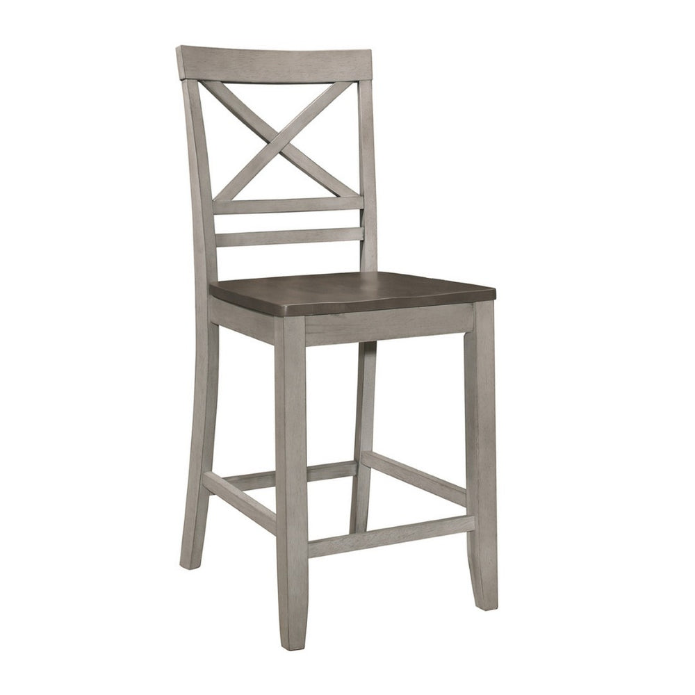 English Elm Farmhouse Swivel Barstools with X Back Solid Wood Frame for Kitchen Islands Set of 2 B056P416837