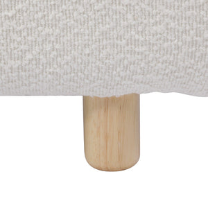 English Elm King Platform Bed Curved Boucle Upholstered Headboard Solid Rubberwood Legs Modern Bedroom N757P411870K