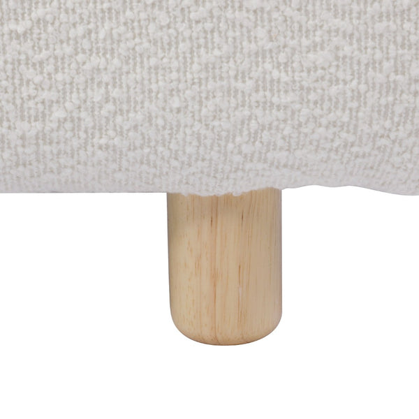 English Elm King Platform Bed Curved Boucle Upholstered Headboard Solid Rubberwood Legs Modern Bedroom N757P411870K