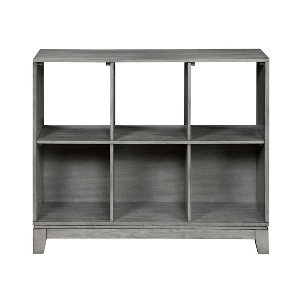 English Elm Gray 6-Shelf Bookcase with Okume Veneer Rustic-Transitional Design, Sturdy Storage for Home Office Gray 45.75 L x 19.75 W x 15.5 H B011P294713
