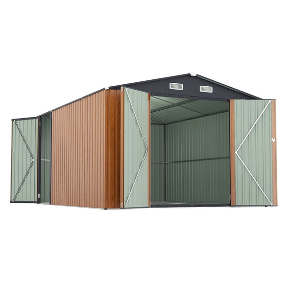 English Elm Campcraft Galvanized Steel Outdoor Storage Shed with Triple Lockable Doors and Vents W1598S00036