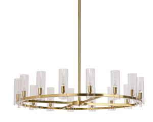 Sunpan CLARABELLE Chandelier - Large Brass Fixture with Clear Glass Shades for Timeless Elegance & Style 107928
