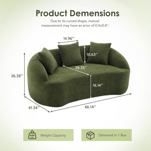 English Elm Ly-049s Curved Chenille Loveseat with Boneless Frame for Modern Living Spaces Green W2231P402441