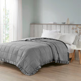 Madison Park Cambria Casual Oversized Down Alternative Blanket with Satin Trim MP51-7651 Charcoal