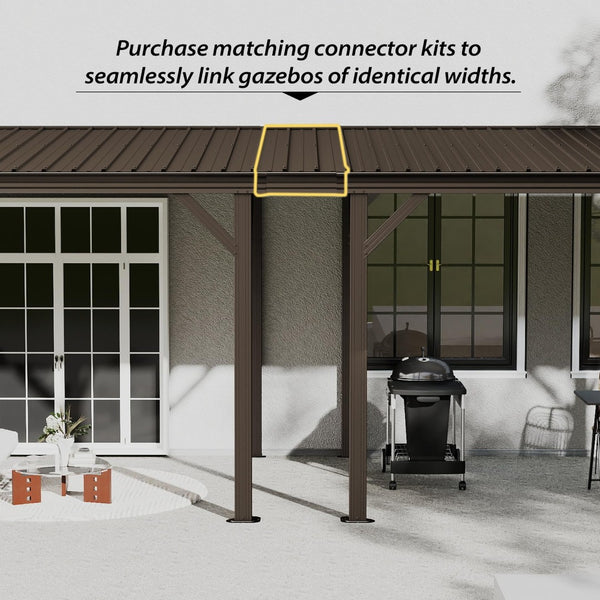 English Elm Gazebo Connector Kit Steel Expansion Linker for Wall Mounted Lean to Structures Brown W1859S00229