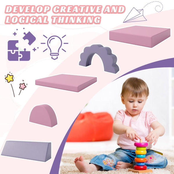 English Elm 10pcs Modular Foam Climbing Play Set Toddler Crawl Sofa Blocks with Pu Leather Cover N739P170354A
