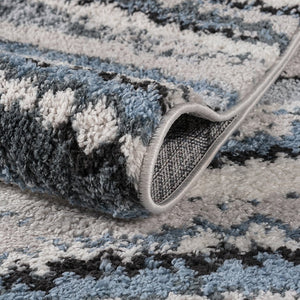 JLA Home Madison Park - Watercolor Plush Abstract Stripe Rug with High-Pile Softness, Stain-Resistant Woven Area Accent Blue MP35-8043