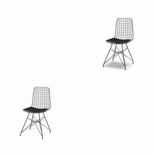 English Elm Zen Wire Modern Chairs Set Of 2 - Sleek Black Metal Frame With Cushioned Leather Seats For Comfort B029P332154-GIGA