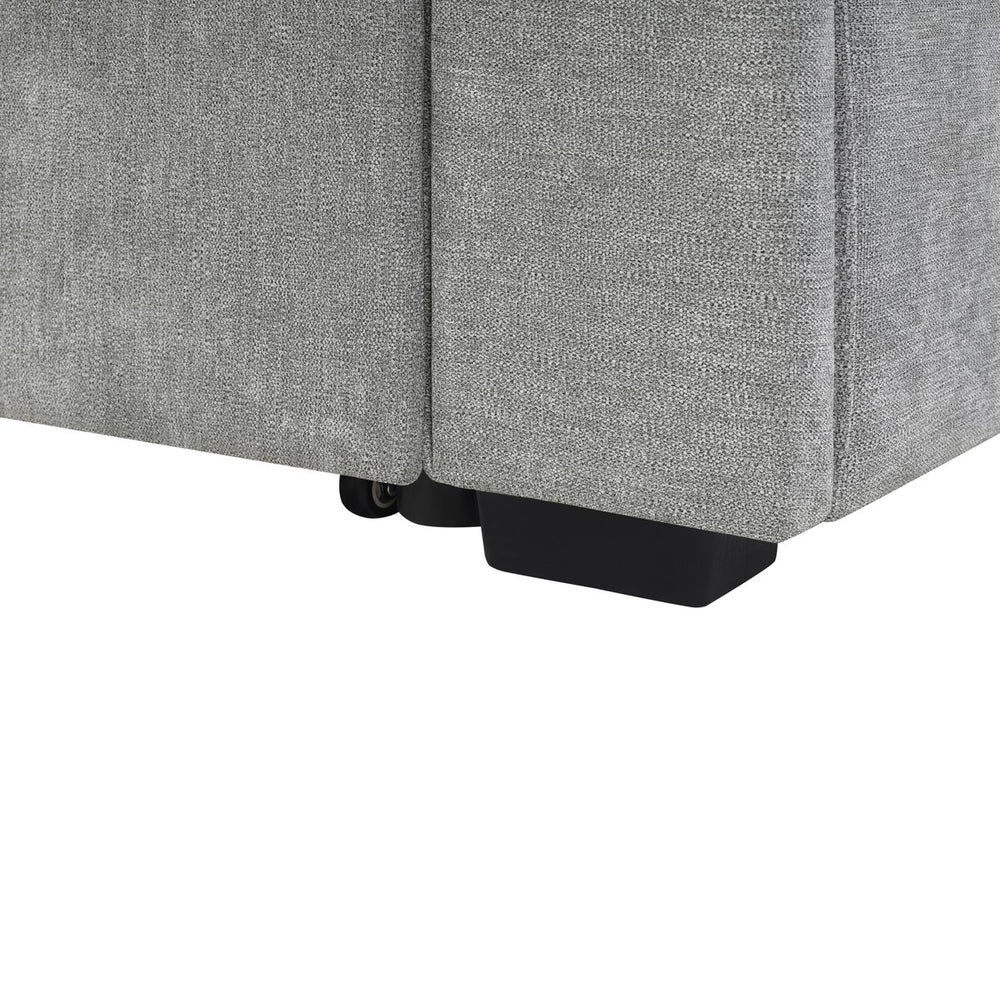 English Elm Convertible Sectional Sofa Bed with Dual Pull-Out Sleepers, Flip-Top Table, USB Ports & Storage Light Gray N719S002090E