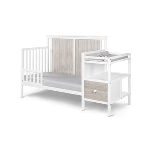 English Elm Connelly 4-in-1 Crib and Changer Combo with Attached Changing Table, Adjustable Heights & Storage White+gray B022P204834