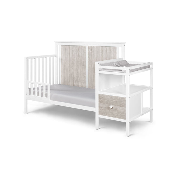English Elm Connelly 4-in-1 Crib and Changer Combo with Attached Changing Table, Adjustable Heights & Storage White+gray B022P204834