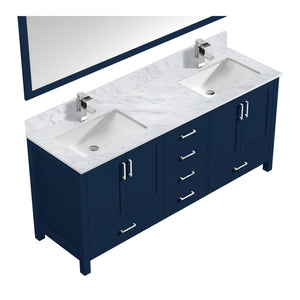 English Elm Navy Double Bath Vanity 80" W x 22" D with Carrara Marble Top, Chrome Faucet Set, 30" Mirrors, Durable Surface B2731S01060