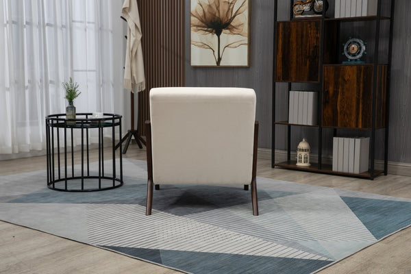 English Elm Mid Century Modern Accent Chair Natural Wood Frame Upholstered with Lumbar Cushion Support W2530P407182