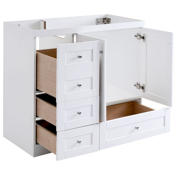 English Elm [cabinet Only] 36 Inch Shaker Bathroom Vanity with Soft Close Drawers and Enclosed Storage White N729P414617K