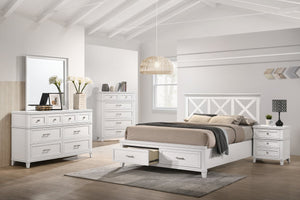 English Elm White 6 Drawer Dresser with Solid Wood & MDF, Transitional Design, Custom Hardware, Ample Storage B2699P236712