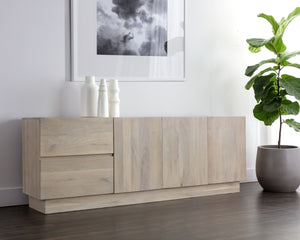 Sunpan ELINA Sideboard - Handcrafted Light Oak Storage Unit with Scandinavian Style and Unique Character 111026