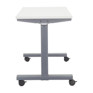 OSP Home Furnishings Ht Pneumatic Height Adjustable Standing Desk with Steel Frame and Locking Casters Wht 48X24 PHAT2448W7