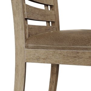 English Elm Set of 2 Ladderback Solid Wood Dining Chairs Weathered Farmhouse Kitchen Seating W2537P369841