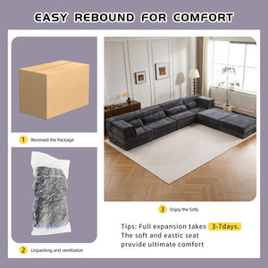 English Elm Compression Modular Sofa Bed - Oversized 4-Seater, No Assembly, Adaptable Designs For Any Space W3723S00041