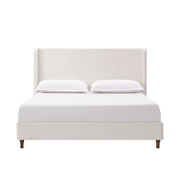 English Elm Harper Upholstered King Bed With 54" Wingback Headboard, Cream Chenille, Easy Assembly & Comfort B083P227898