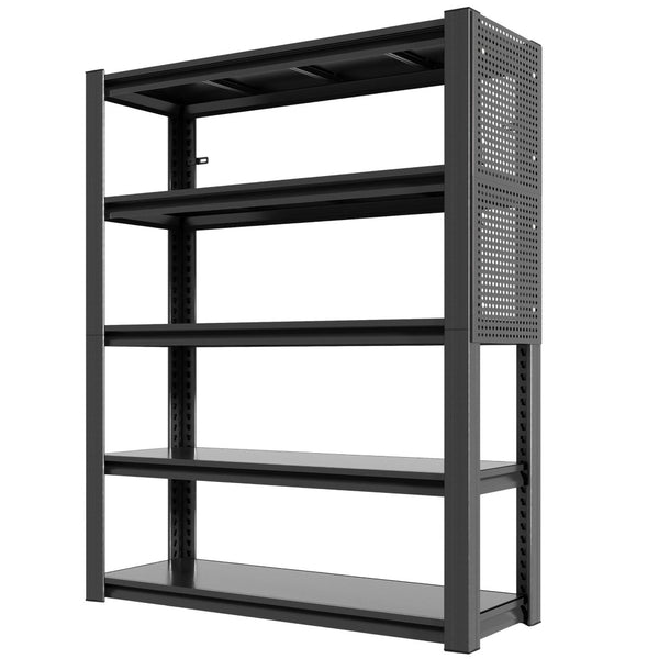 English Elm 78"h Five Shelf Steel Pegboard Storage Unit Heavy Duty Industrial Rack for Garage T2398P463322