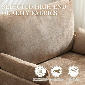 English Elm Foldable sofa bed recliner with three pillows, 3-in-1 convertible sleeper for small spaces, mid-century modern comfort Light Brown W395P290557