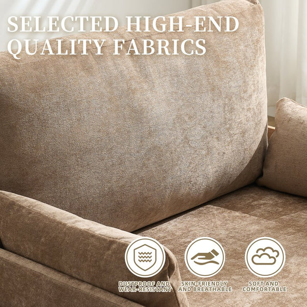 English Elm Foldable sofa bed recliner with three pillows, 3-in-1 convertible sleeper for small spaces, mid-century modern comfort Light Brown W395P290557