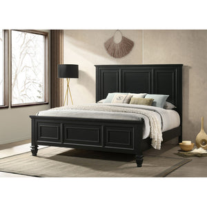 English Elm Aurillac Black Queen Panel Bed with Tall Headboard, Coastal Wood Trim, Clean Lines, Durable Black Finish B062S00935