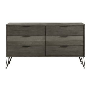 English Elm Contemporary Solid Wood Six Drawer Dresser with Hairpin Legs for Bedroom Storage B056P417104