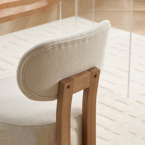 English Elm Wooden Wingback Dining Chairs Chenille Upholstered Farmhouse Set for Kitchen Comfort Beige W3244P316072