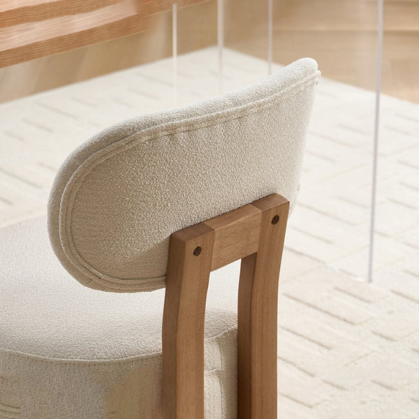 English Elm Wooden Wingback Dining Chairs Chenille Upholstered Farmhouse Set for Kitchen Comfort Beige W3244P316072