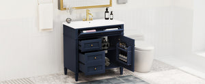 English Elm 36'' Modern Bathroom Vanity With Single Sink, 2 Drawers & Adjustable Shelf For Stylish Storage Solutions SW000119AAC-2