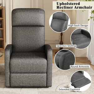 English Elm Christopher Knight Home® - Modern Recliner Plush Manual Recliner Chair with Ergonomic Support, 3-Position Backrest, Durable Fabric Comfort Grey N763P256491D