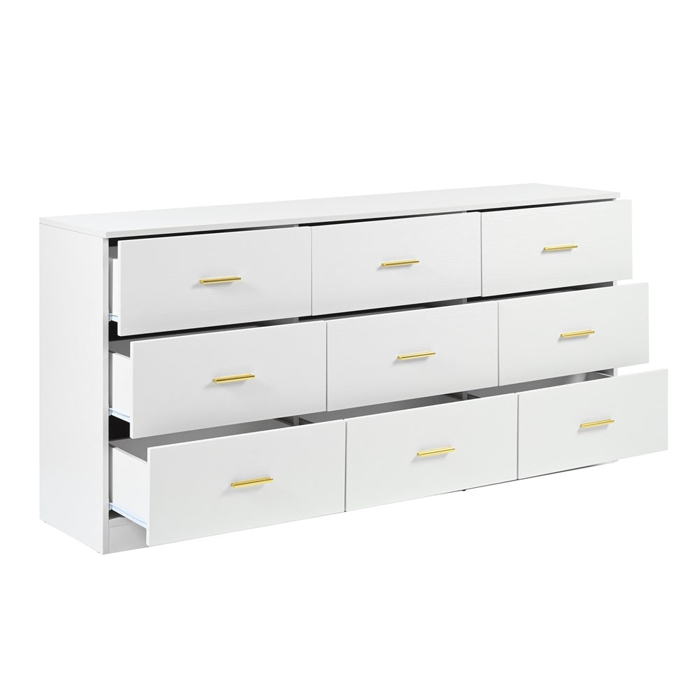 English Elm Modern Classic 3-Column 9-Drawer Dresser in White — Spacious, Waterproof, Sturdy Bedroom Chest W1785P324461