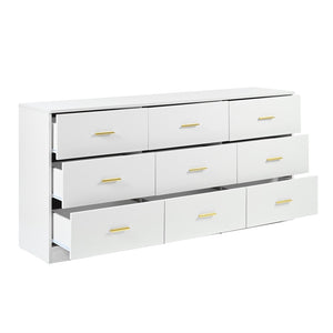 English Elm Modern Classic 3-Column 9-Drawer Dresser in White — Spacious, Waterproof, Sturdy Bedroom Chest W1785P324461